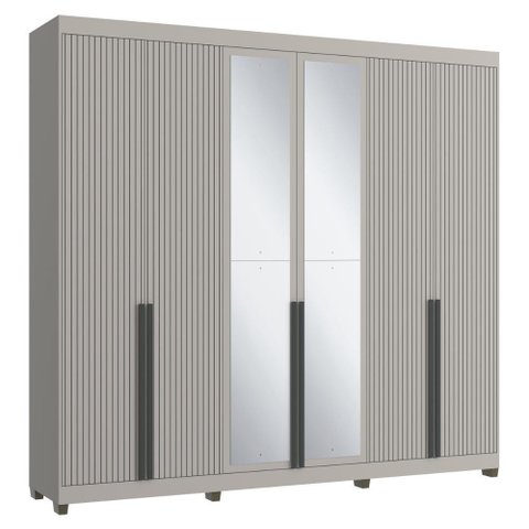 Guarda-roupas Casal 6 Portas com Espelhos Multimóveis Cr35242 Cinza
