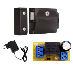 Kit Fechadura Elétrica F90 12v + Fonte com Pino 12v + Relé para Fechadura