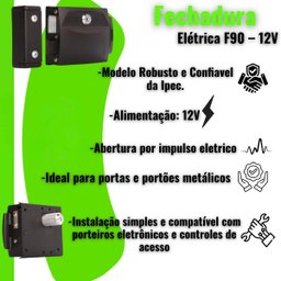 Kit Fechadura Elétrica F90 12v + Fonte com Pino 12v + Relé para Fechadura - 3