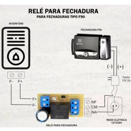 Kit Fechadura Elétrica F90 12v + Fonte com Pino 12v + Relé para Fechadura - 2