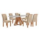 Ver imagem 1 de Mesa Kyra 170CMX90CM 6 Cadeiras Arthus Tampo Smart Plus Vidro Off White