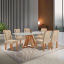 Ver imagem 2 de Mesa Kyra 170CMX90CM 6 Cadeiras Arthus Tampo Smart Plus Vidro Off White
