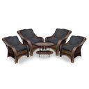 Ver imagem 1 de Conjunto de Poltronas Fibra Sintética Melo - 4 Poltronas + 1 Mesa Centro - Tecido Duna Preto