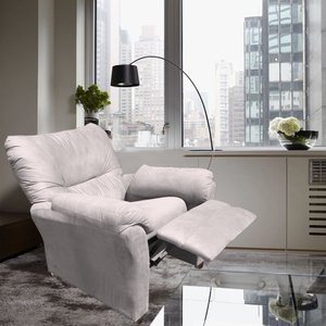 Poltrona Reclinável Manu Amamentação Bebe Quarto Sala  Suede Bege Claro