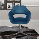 Ver imagem 4 de Poltrona Zara Giratória Base Metal Linho Azul 330 Espuma D28 Bella Decor