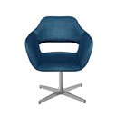 Ver imagem 1 de Poltrona Zara Giratória Base Metal Linho Azul 330 Espuma D28 Bella Decor