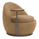 Ver imagem 1 de Poltrona Orgânica Kaira com Mesa Lateral Direita Base Fixa Titânio Bouclé Camel - Nexta Casa