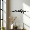 Ver imagem 2 de Aconchego Lettering 43x12cm - Quadro Madeira Mdf - Apliques de Parede - Decoração para Quarto e Casa