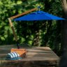 Ombrelone Lateral Quadrado 2,40 X 2,40m, Madeira Maciça com Floreira Integrada - Cobertura Azul Mari - 1
