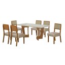 Ver imagem 2 de Conjunto Sala de Jantar Mesa 160cm Tampo de 4 cm com 6 Cadeiras Liz Bege/Cinamomo/Off White