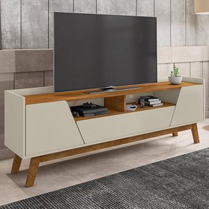 Rack Sala Florença para TV até 70 Polegadas com Pés Madeira Off White/Naturale