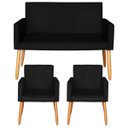 Ver imagem 1 de Conjunto de 2 Poltronas 1 Namoradeira para Clínica Confortável Resistente Salão Espaço Grande