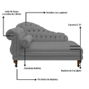 Ver imagem 4 de Recamier Sofá Direito Larissa 150cm Sala Suede Cinza - Incasa Decor