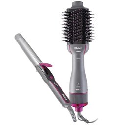 Kit Escova Secadora + Cacheador Philco PKT3000 Cinza Bivolt - 1
