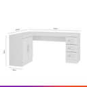 Ver imagem 2 de Escrivaninha para Computador 02 Portas 03 Gavetas 156x120 cm 0714 Branco MDP - Prime