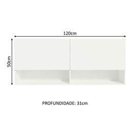 Armário Aéreo para Quarto com Nicho e Prateleira 120cm Branco Madesa - 4