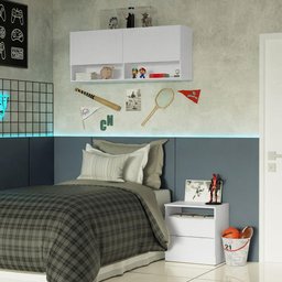 Armário Aéreo para Quarto com Nicho e Prateleira 120cm Branco Madesa - 2