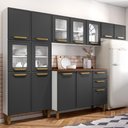 Ver imagem 1 de Cozinha Completa Aço C/ Portas Vidro Bella Bertolini - Grafite/branco