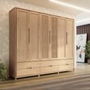 Ver imagem 1 de Guarda-Roupa 6 Portas 6 Gavetas 100% Madeira Maciça Linha Nest Marrom/Tauari