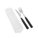 Ver imagem 2 de Kit Talheres Inox 3 Peças com Estojo Organizador - Compacto e Prático para o Dia a Dia:Preto