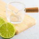 Ver imagem 5 de 5 Molheiras Lyor de Vidro 100ml Cabo de Bambu Restaurante Cremeira Caldas Molhos