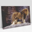 Ver imagem 2 de Quadro Decorativo em Canvas Leão e o Filhote TaColado Moldura Flutuante 4,5cm Freijó 120 x 80cm