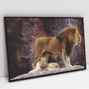 Ver imagem 5 de Quadro Decorativo em Canvas Leão e o Filhote TaColado Moldura Flutuante 4,5cm Freijó 120 x 80cm