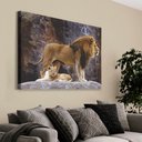 Ver imagem 1 de Quadro Decorativo em Canvas Leão e o Filhote TaColado Moldura Flutuante 4,5cm Freijó 120 x 80cm