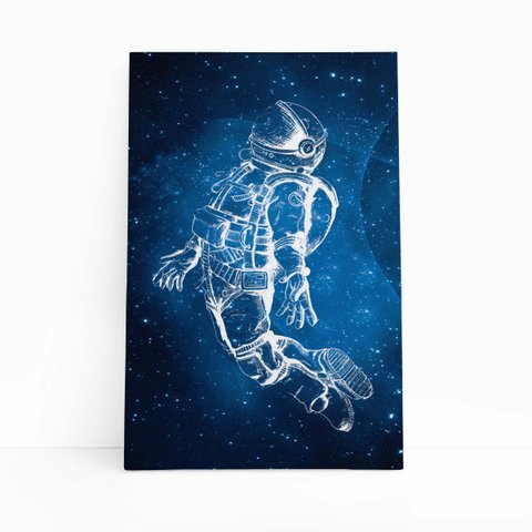 Astronauta Universo Arte Azul Neon Quadro Canvas 140x90cm