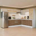 Ver imagem 1 de Armário de Cozinha Completa de Canto 507 cm Branco/Rustic/Crema Smart 100%MDF Madesa 01