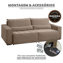 Ver imagem 7 de Sofa Cama 220cm Retratil e Reclinavel 4 Lugares Nepal Bege Castor