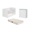 Ver imagem 1 de Berço Mini Cama Americano Doce Sonho com Colchão Gazin e Cômoda com Trocador Doce Sonho Branco - Fde