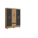 Ver imagem 4 de Guarda Roupa Coimbra 6 Portas de Bater 2 Gavetas MDP Grafite Aramóveis 149cm