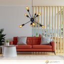 Ver imagem 3 de Lustre Pendente Sputnik 8 Braços Preto P/ Lâmpadas E27