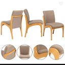 Ver imagem 2 de Kit 4 Cadeiras de Jantar Estofada Lisboa Madeira Mel Linho Marrom Claro L87 Rmi