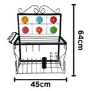 Ver imagem 2 de Escorredor de Pratos, Copos e Talheres em Ferro:flor de Madeira