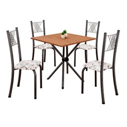 Conjunto de Mesa Tubular 70x70cm Tampo em Mdf Cinamomo com 4 Cadeiras Sara - 2