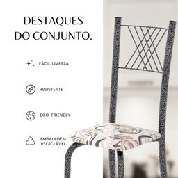 Conjunto de Mesa Tubular 70x70cm Tampo em Mdf Cinamomo com 4 Cadeiras Sara - 6
