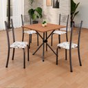 Ver imagem 1 de Conjunto de Mesa Tubular 70x70cm Tampo em MDF Cinamomo com 4 Cadeiras Sara Prata/Arabesco/Mart