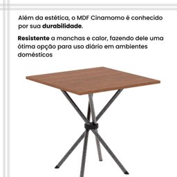 Conjunto de Mesa Tubular 70x70cm Tampo em Mdf Cinamomo com 4 Cadeiras Sara - 9