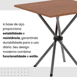 Conjunto de Mesa Tubular 70x70cm Tampo em Mdf Cinamomo com 4 Cadeiras Sara - 10