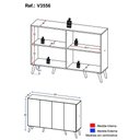 Ver imagem 5 de Aparador Buffet 4 Portas Retrô Veneza Multimóveis V3556 Branco Branco