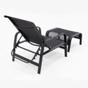 Ver imagem 5 de Kit 2 Cadeira Espreguiçadeira Mini Chaise Sling com Pufe para Piscina - Preto