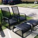 Ver imagem 2 de Kit 2 Cadeira Espreguiçadeira Mini Chaise Sling com Pufe para Piscina - Preto