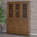 Ver imagem 2 de Armário de Cozinha Rústico com Cristaleira 6 Portas 3 Gavetas Majestic M06 Imbuia Fosco - Lyam Decor