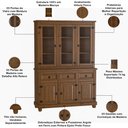 Ver imagem 4 de Armário de Cozinha Rústico com Cristaleira 6 Portas 3 Gavetas Majestic M06 Imbuia Fosco - Lyam Decor