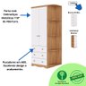 Guarda-roupa Infantil Smim 2 Portas Lisa 3 Gavetas com Prateleira 100% Mdf - 3