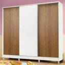 Ver imagem 1 de Guarda Roupa Juvenil 100% Mdf Madesa Kevin 3 Portas de Correr com Pés - Branco/rustic/branco