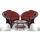 Ver imagem 1 de Conjunto de Poltronas Fibra Sintética Cairo - 2 Poltronas + 1 Mesa Centro - Tecido Duna Vermelho