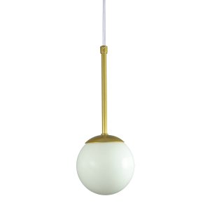 Pendente Globo Esfera de Vidro 12cm - Ouro - Vidro Branco - 2527-14-br